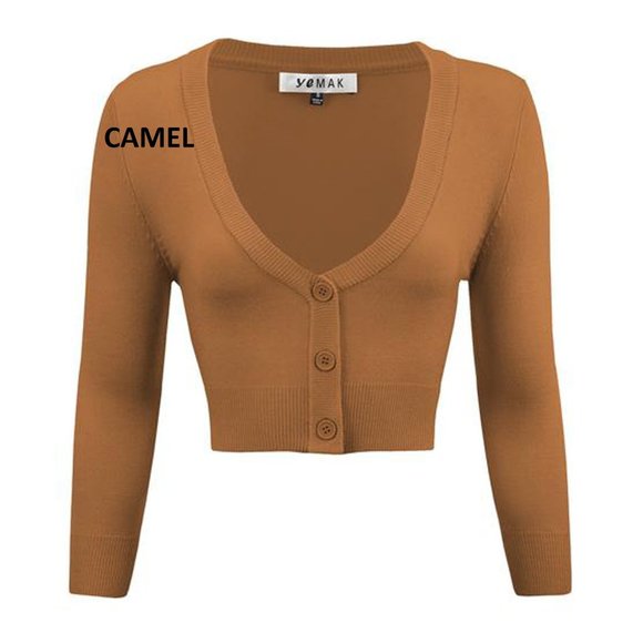 Cropped Cardigan Large XL Sweater 3 for $40. 3/4 Sleeve V-Neck Basic Button Down - Picture 5 of 16